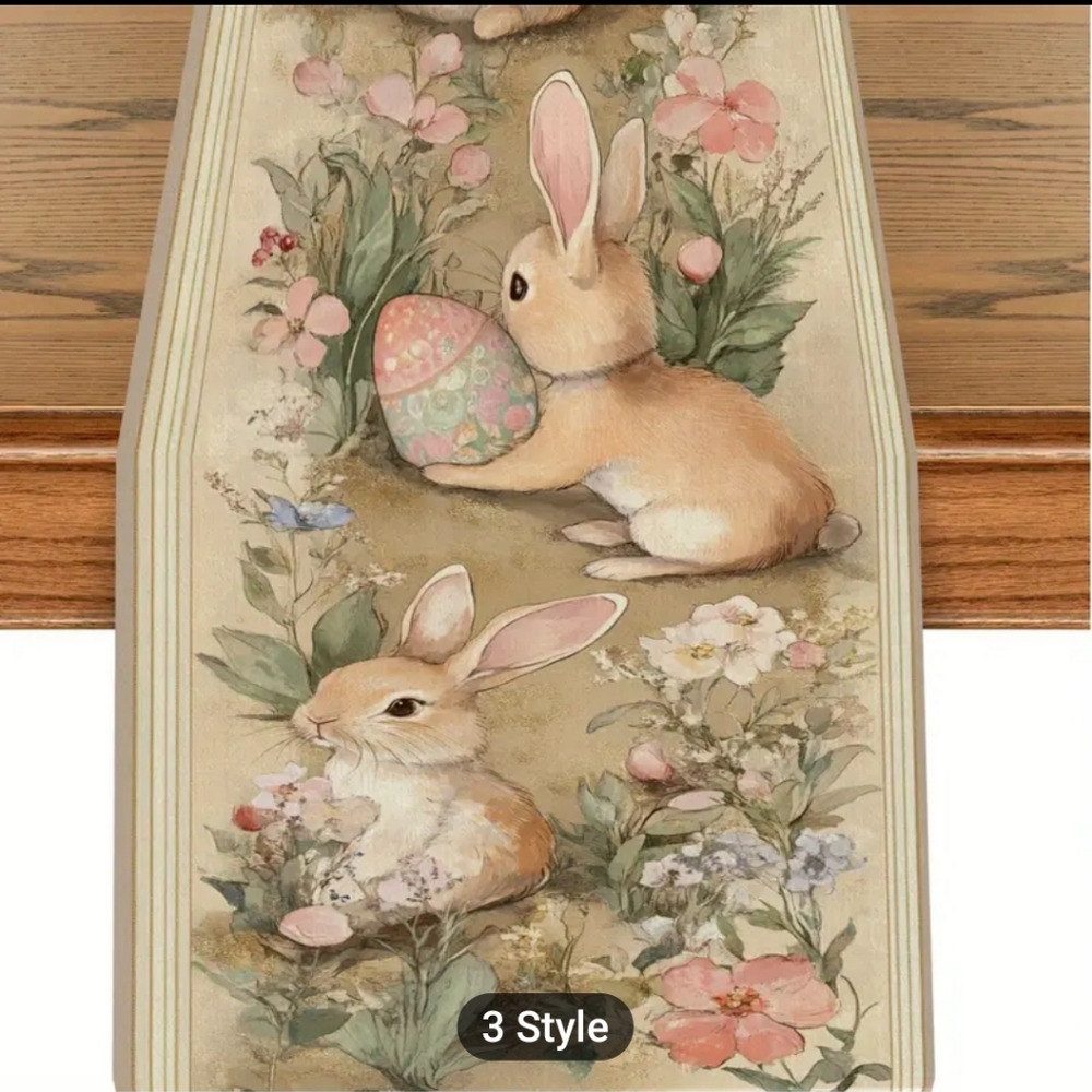 New Easter Floral Bunny Table Runner 13x72